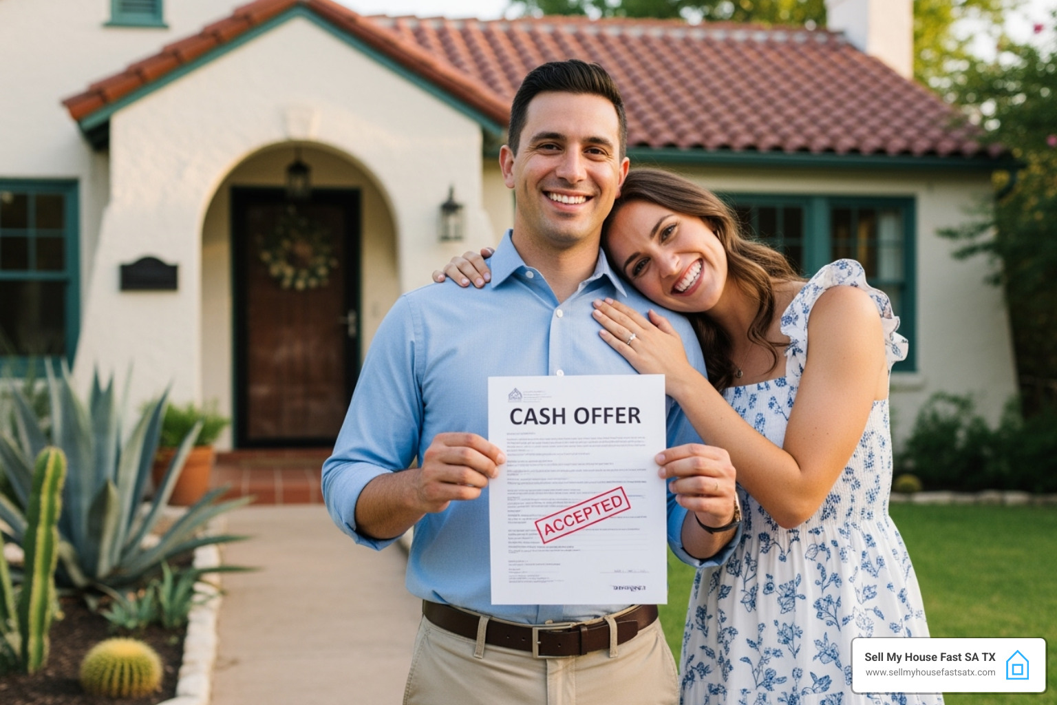 Happy San Antonio couple with cash offer - can you sell a house with code violations