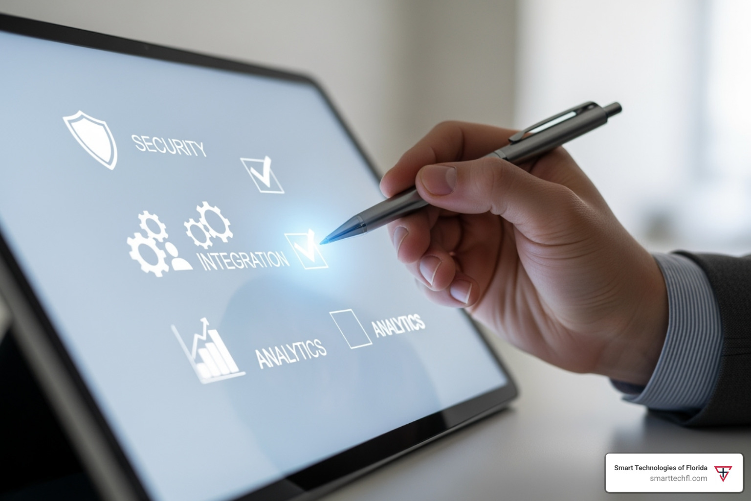 checklist with items like 'Security' and 'Integration' - ai automation tools