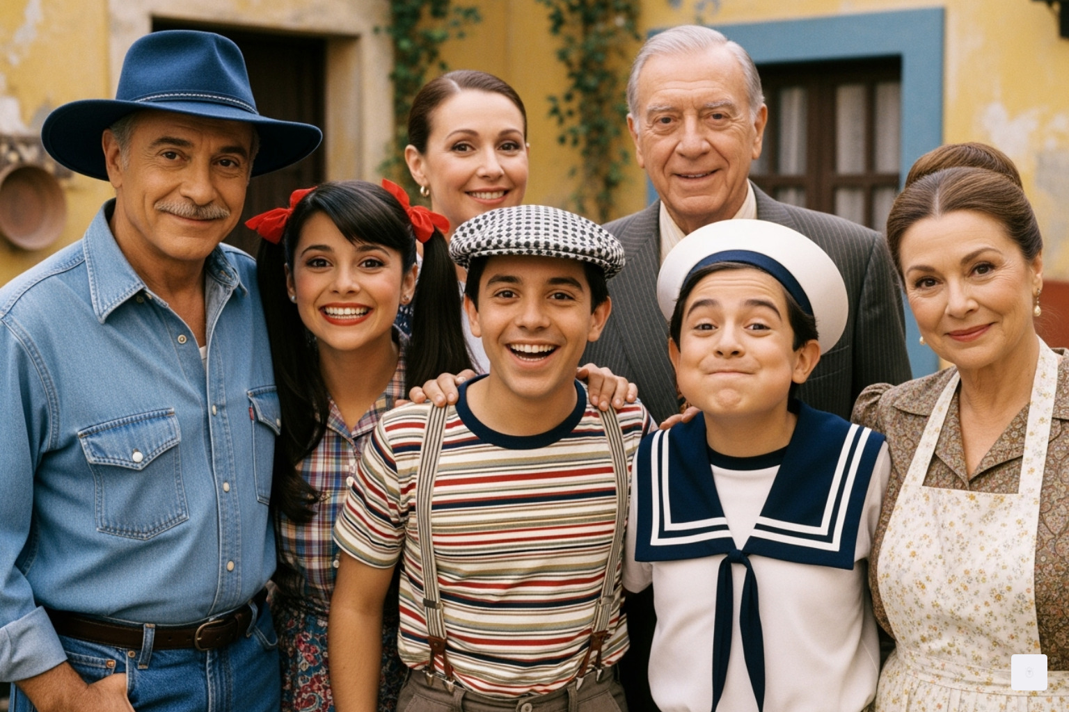 The main cast of 'El Chavo del Ocho' smiling together - florinda meza
