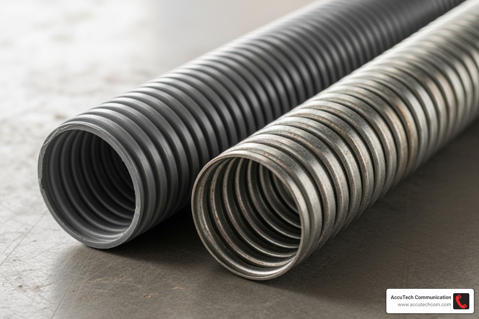 non-metallic and metallic flexible conduit side-by-side - flexible conduit for network cable