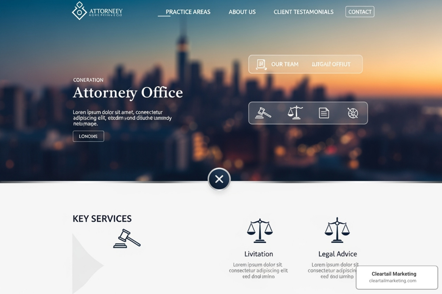 A law firm website with strong testimonials and results, showcasing client quotes, awards, and a clear section for case studies - best attorney web design