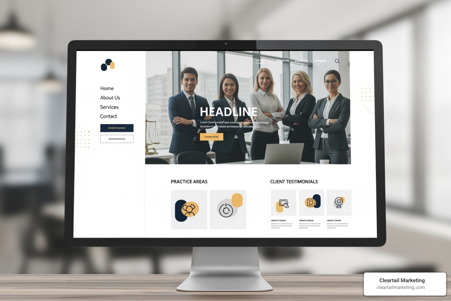 A collage of well-designed law firm website screenshots, showcasing diverse styles and professional aesthetics - best attorney web design