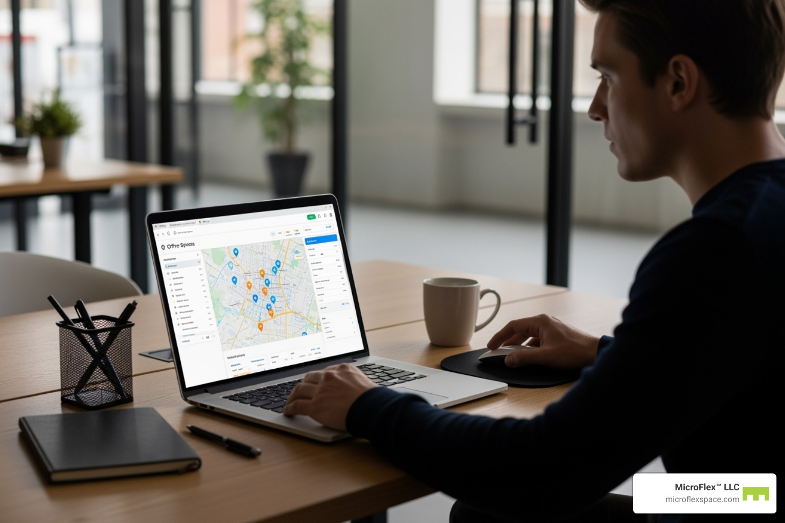 a person searching for office space on a laptop - office spaces near me a person searching for office space on a laptop - office spaces near me