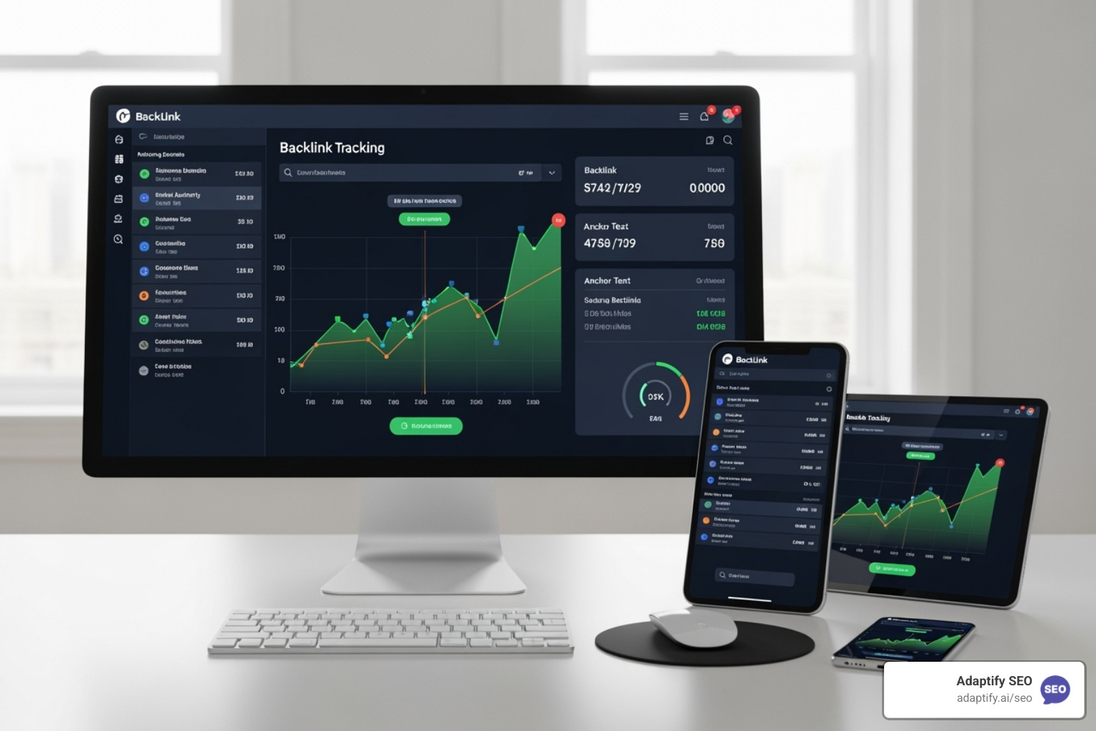 Clean and modern backlink analysis dashboard - Backlink Tracking Tools