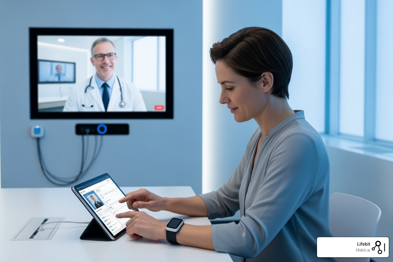 patient using wearable, doctor telehealth - current systems and technology in clinical trials