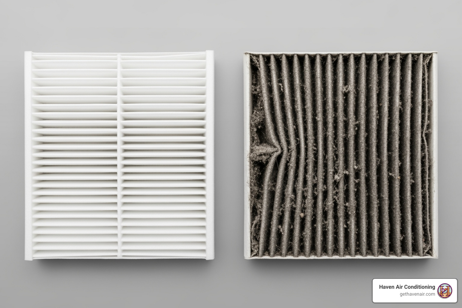 Clean vs dirty AC air filter - AC Service, AC Repair, AC Not Cooling, HVAC Service Visit 