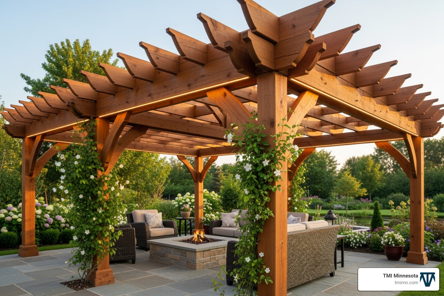 large, complex custom wood pergola - how much does a pergola cost