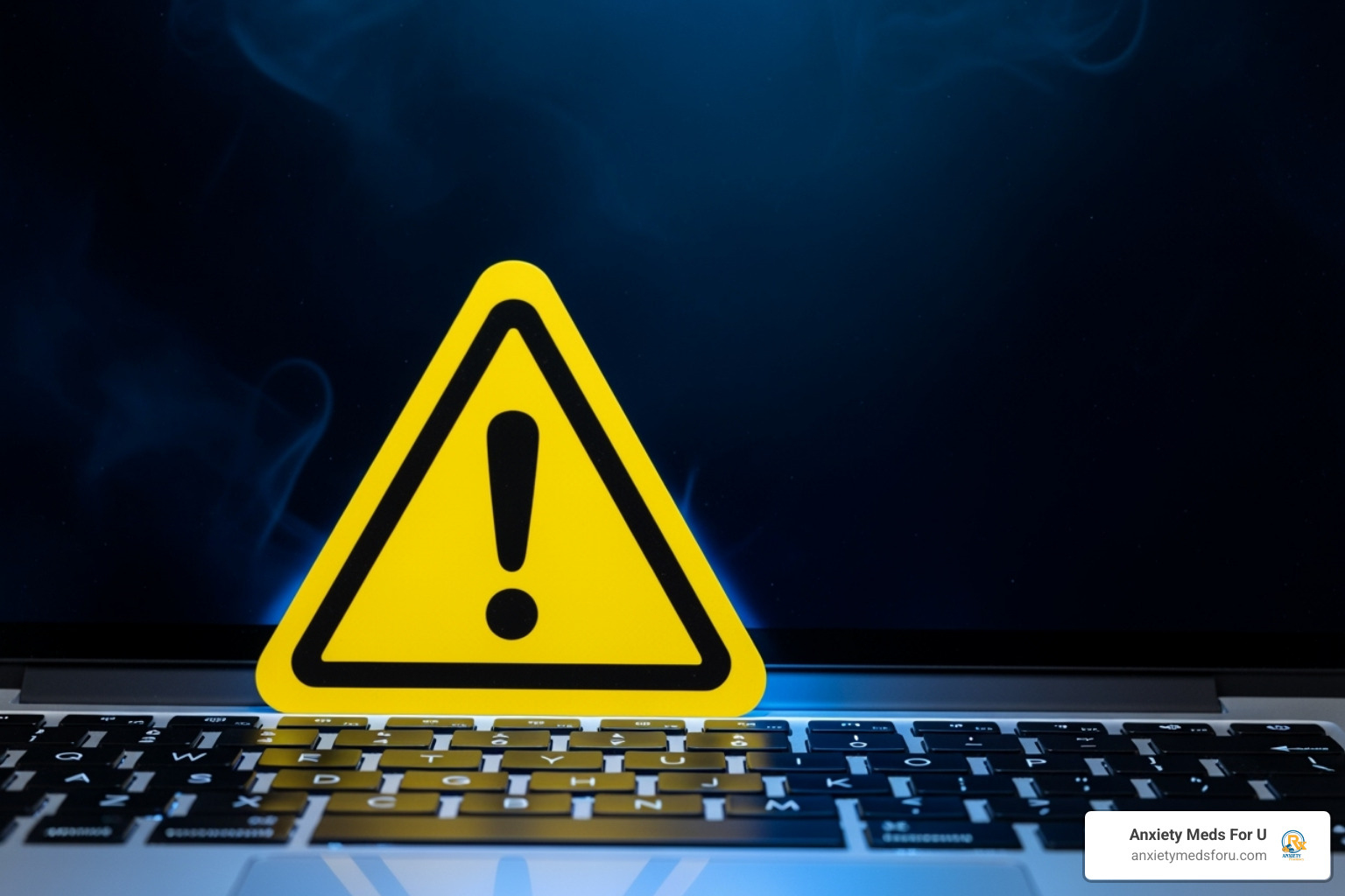 warning sign over laptop - alprazolam buy online uk