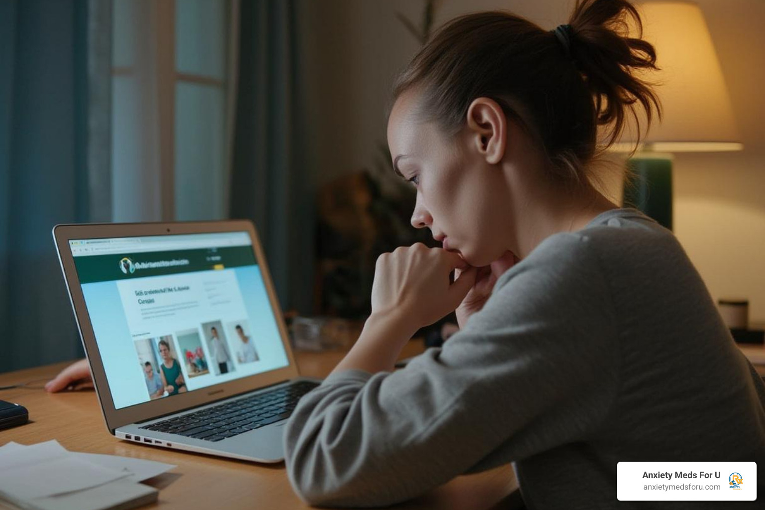 A person searching for medication online on a laptop - where can you purchase klonopin with no prescription