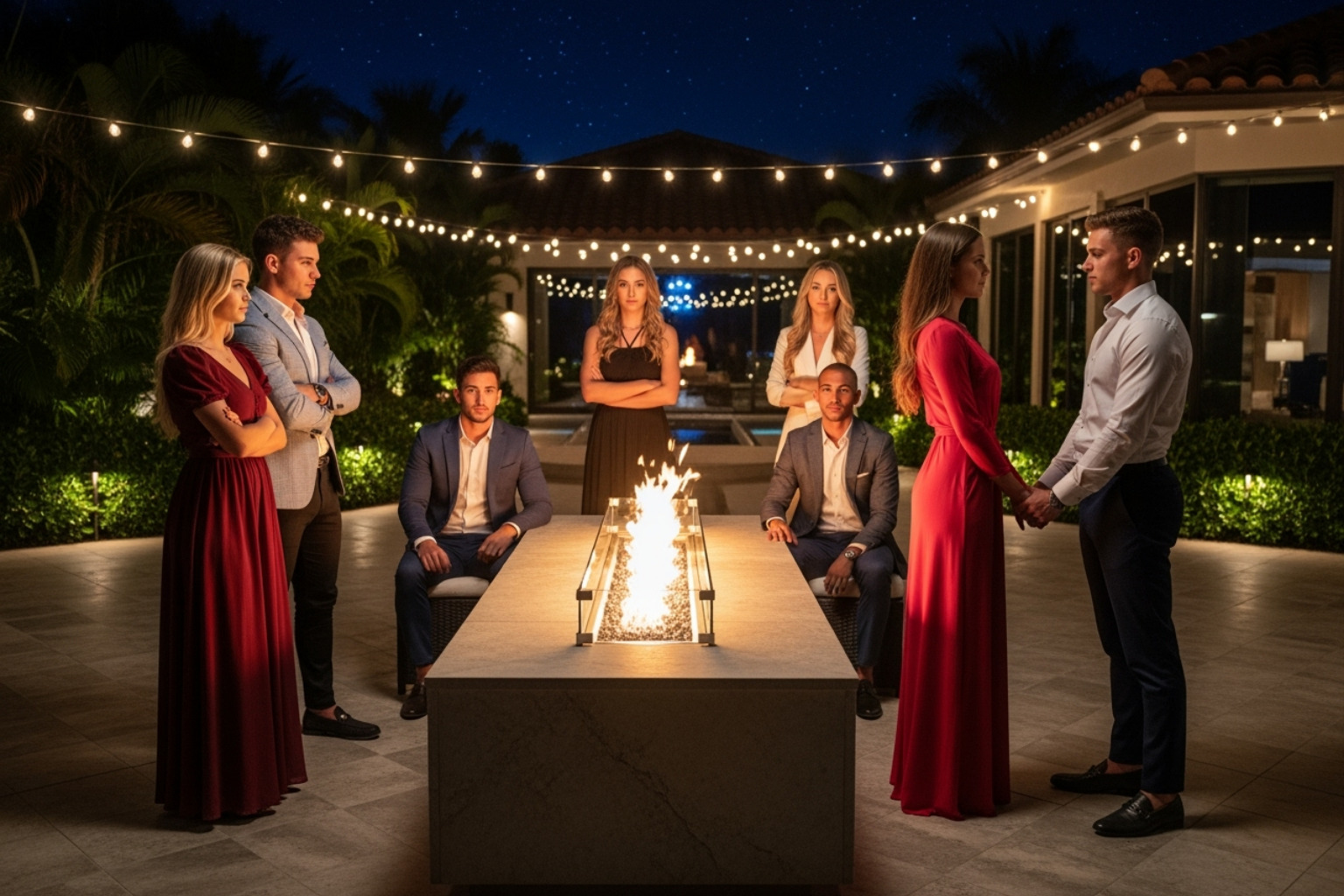 A dramatic recoupling ceremony around the fire pit on Love Island USA - love island usa