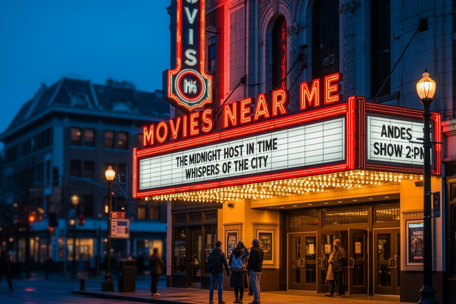 stylized map showing several movie theater icons - movies near me