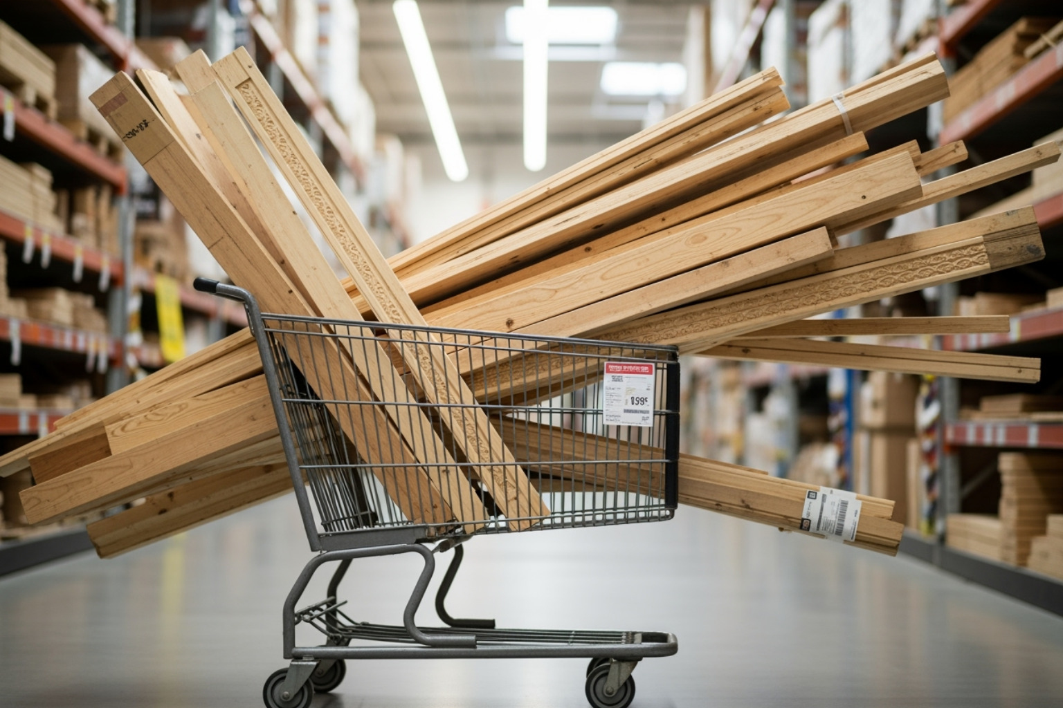 shopping cart with lumber - menards near me