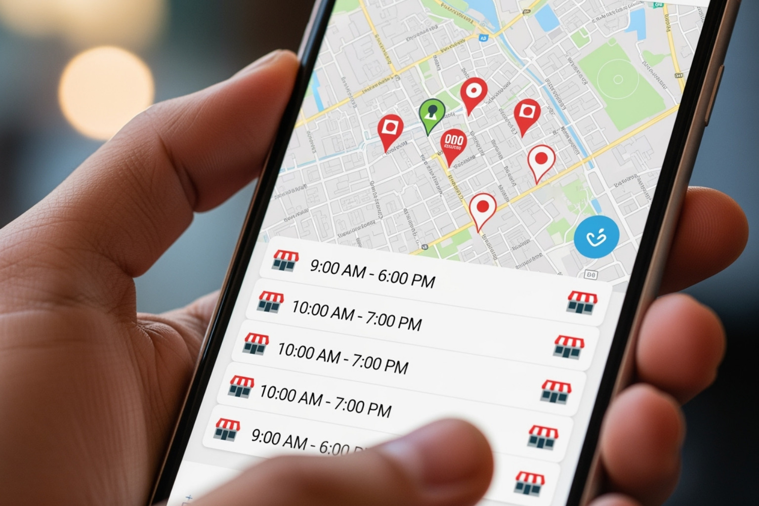 The Target app's store locator feature on a smartphone, showing nearby stores and their operating hours - target near me