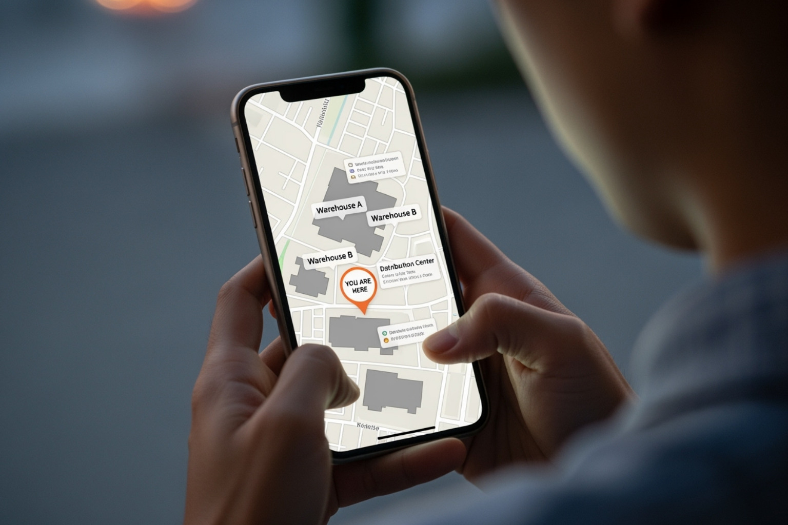 A person using the Costco app on their smartphone, displaying the store locator feature with nearby warehouse information. - costco hours