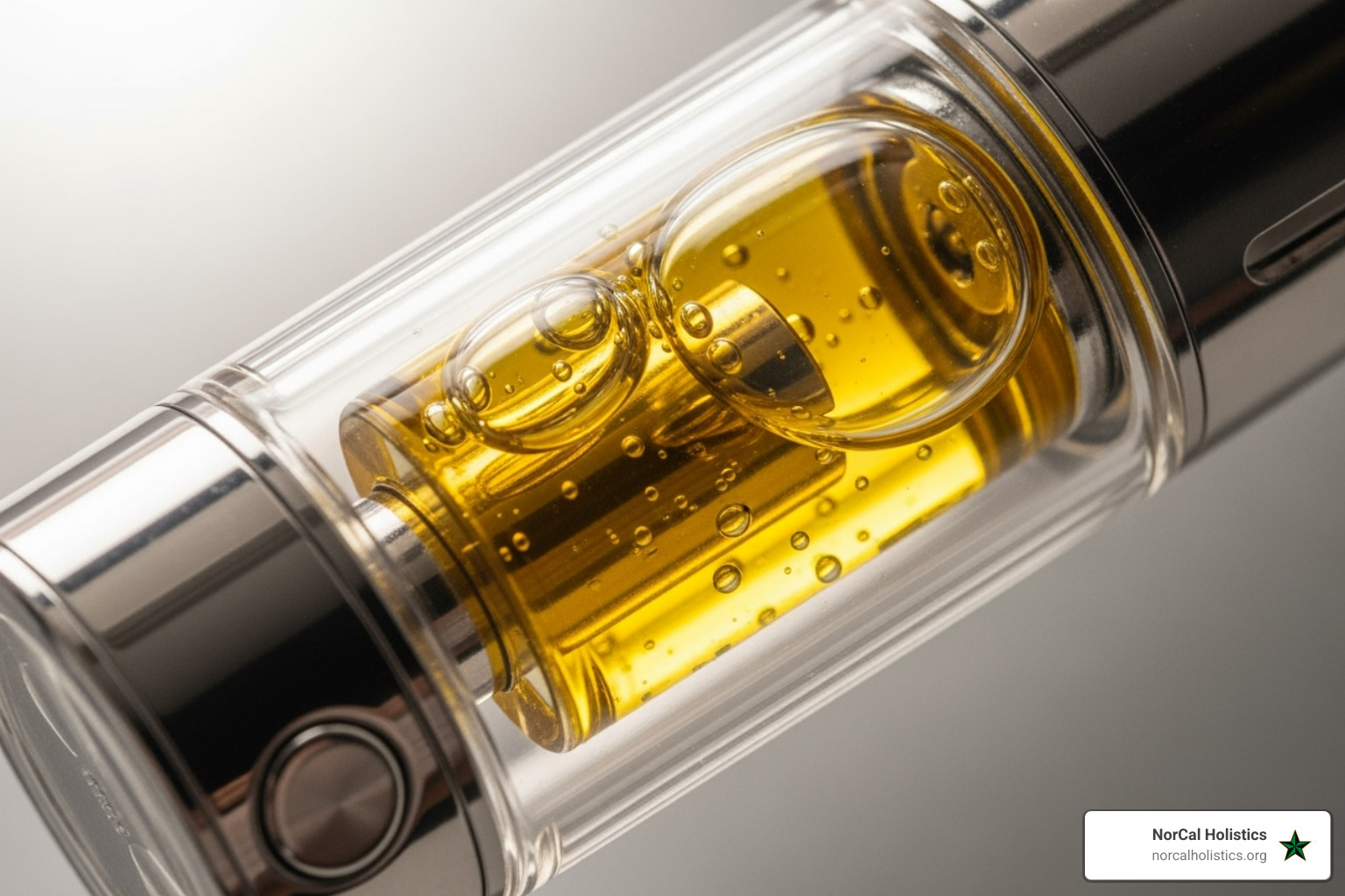 The golden oil inside a ColdFire Juice Bar disposable, showcasing its purity and rich color. - cold fire juice bar