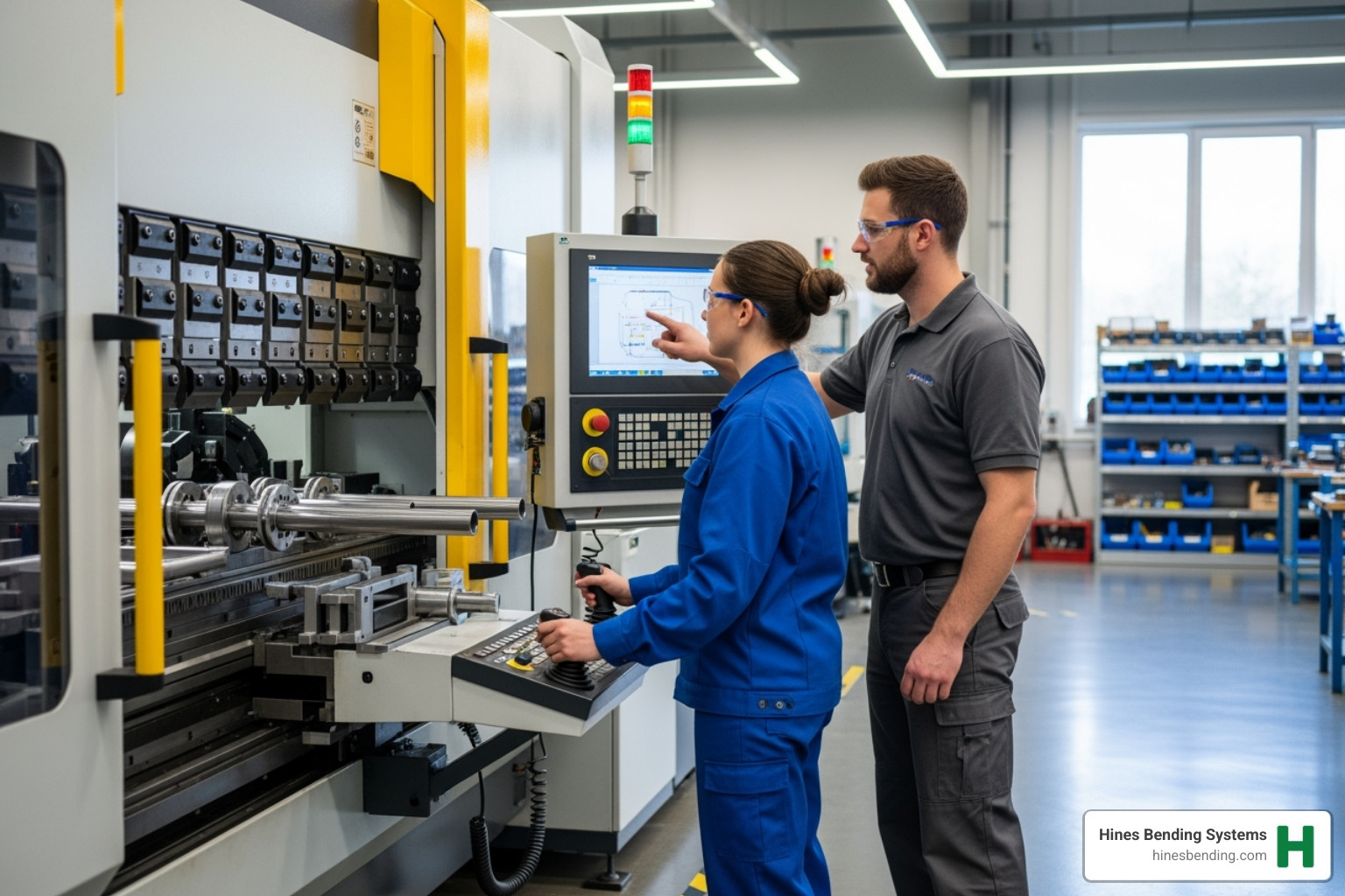 Operator undergoing training on a new CNC bender - cnc tube bending machine price