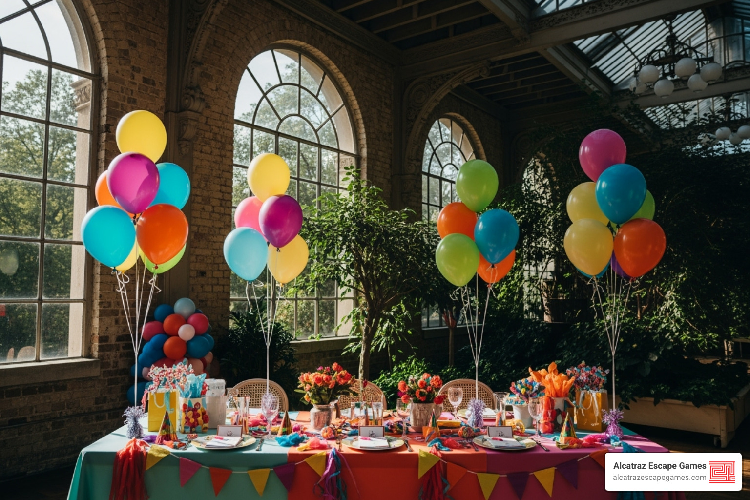 decorated party table in a unique venue setting - unique birthday party venues