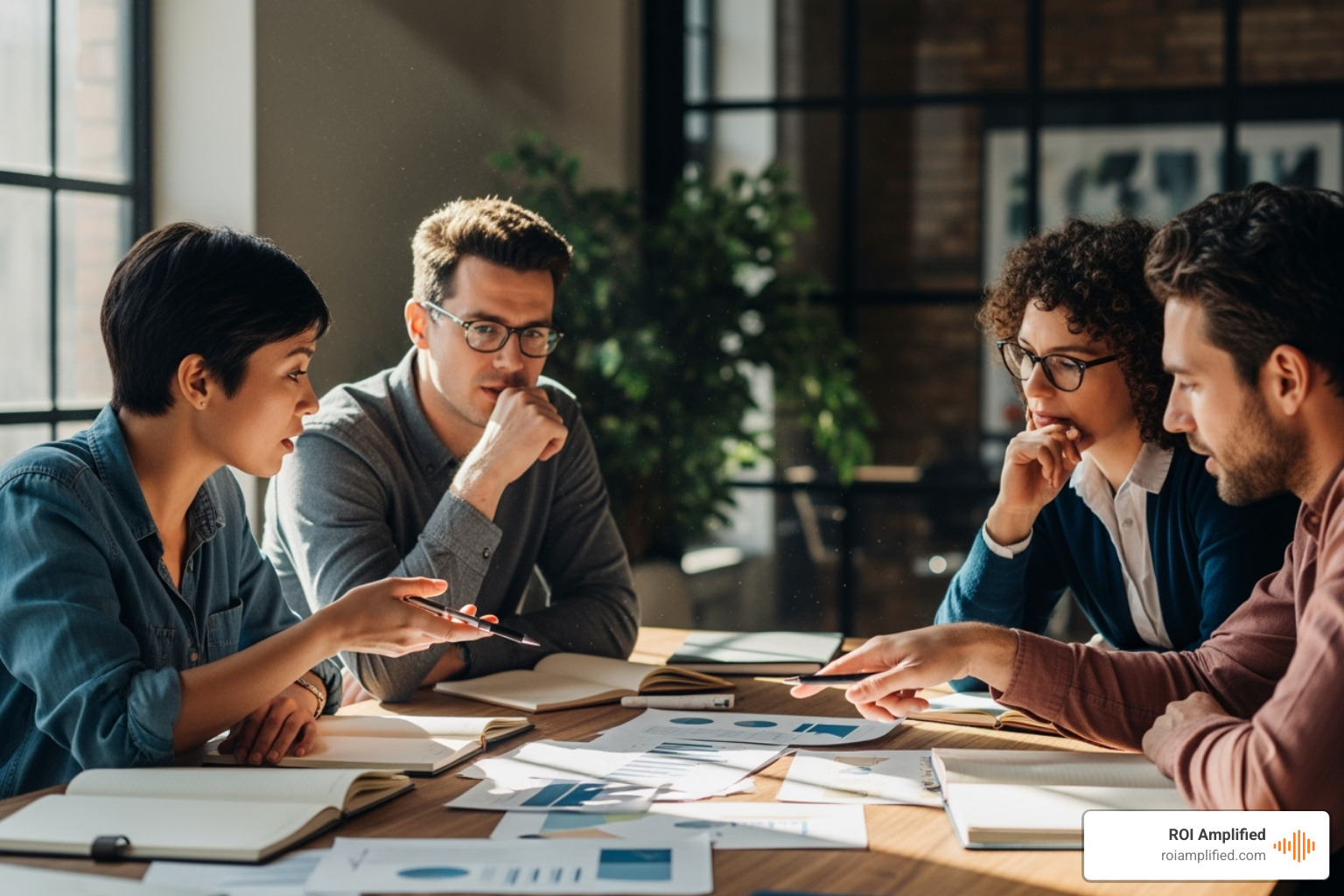 people collaborating around a table with data visuals - hubspot online shop people collaborating around a table with data visuals - hubspot online shop