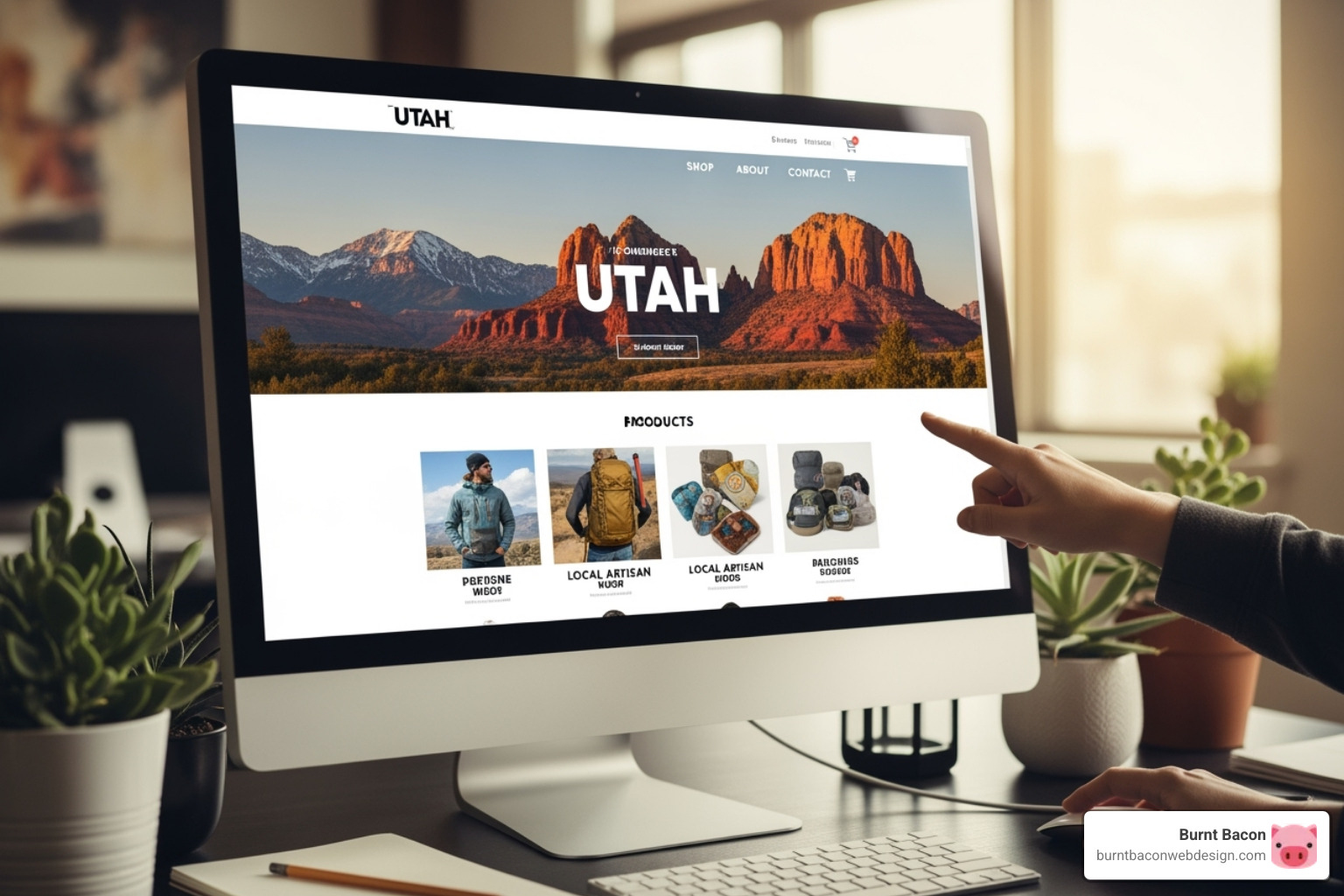 Salt Lake City skyline with tech-themed graphic overlays - ecommerce web design utah