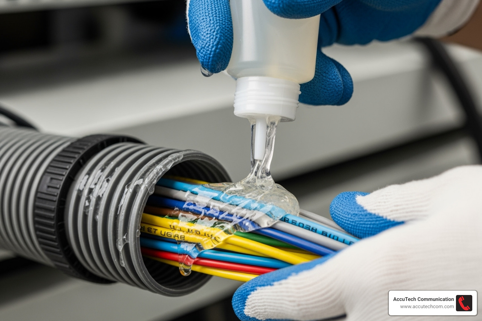 professional installer applying cable pulling lubricant - how many network cables in 2in flexible conduit