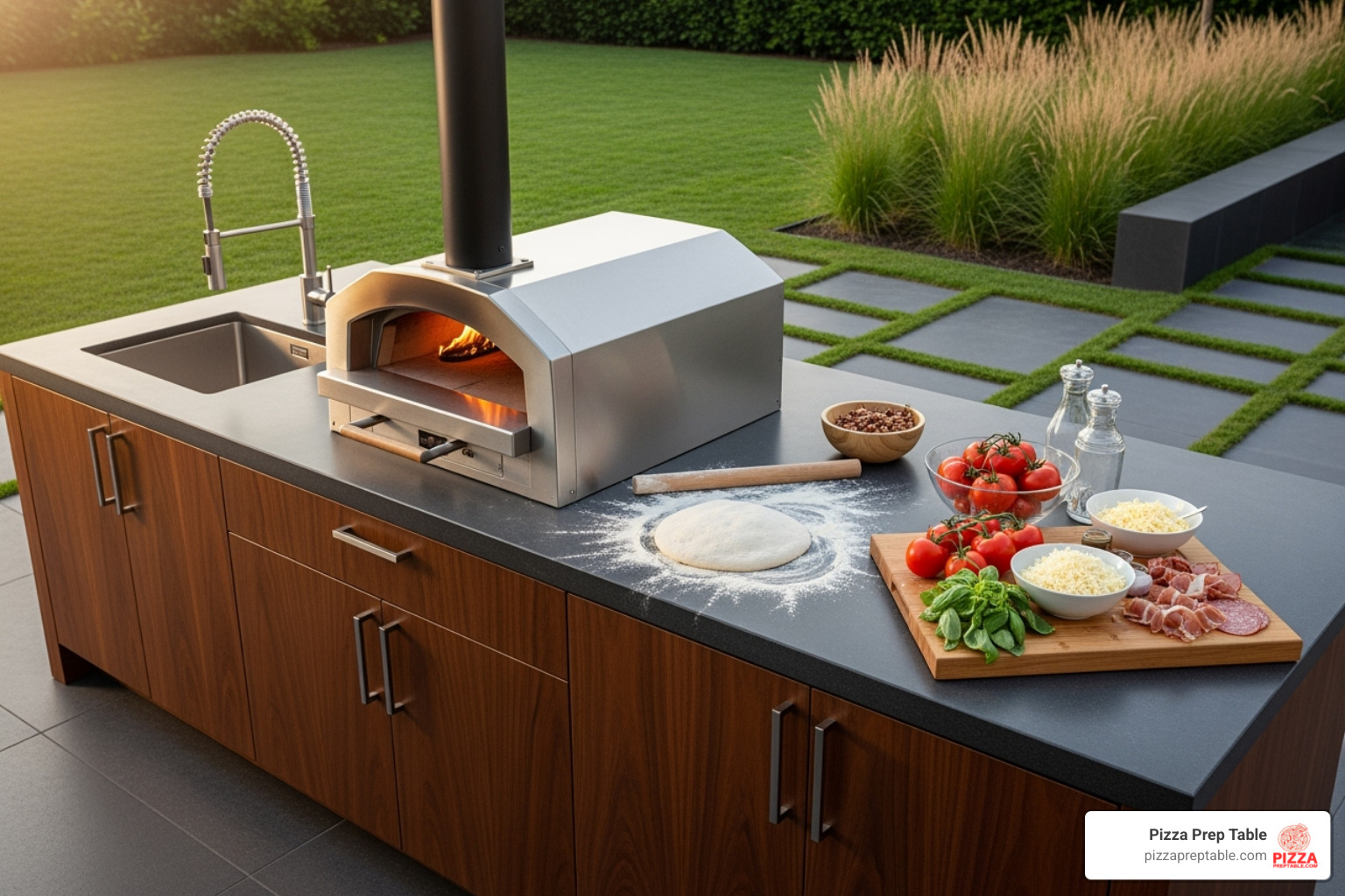 integrated outdoor pizza prep table with oven - outdoor pizza prep table