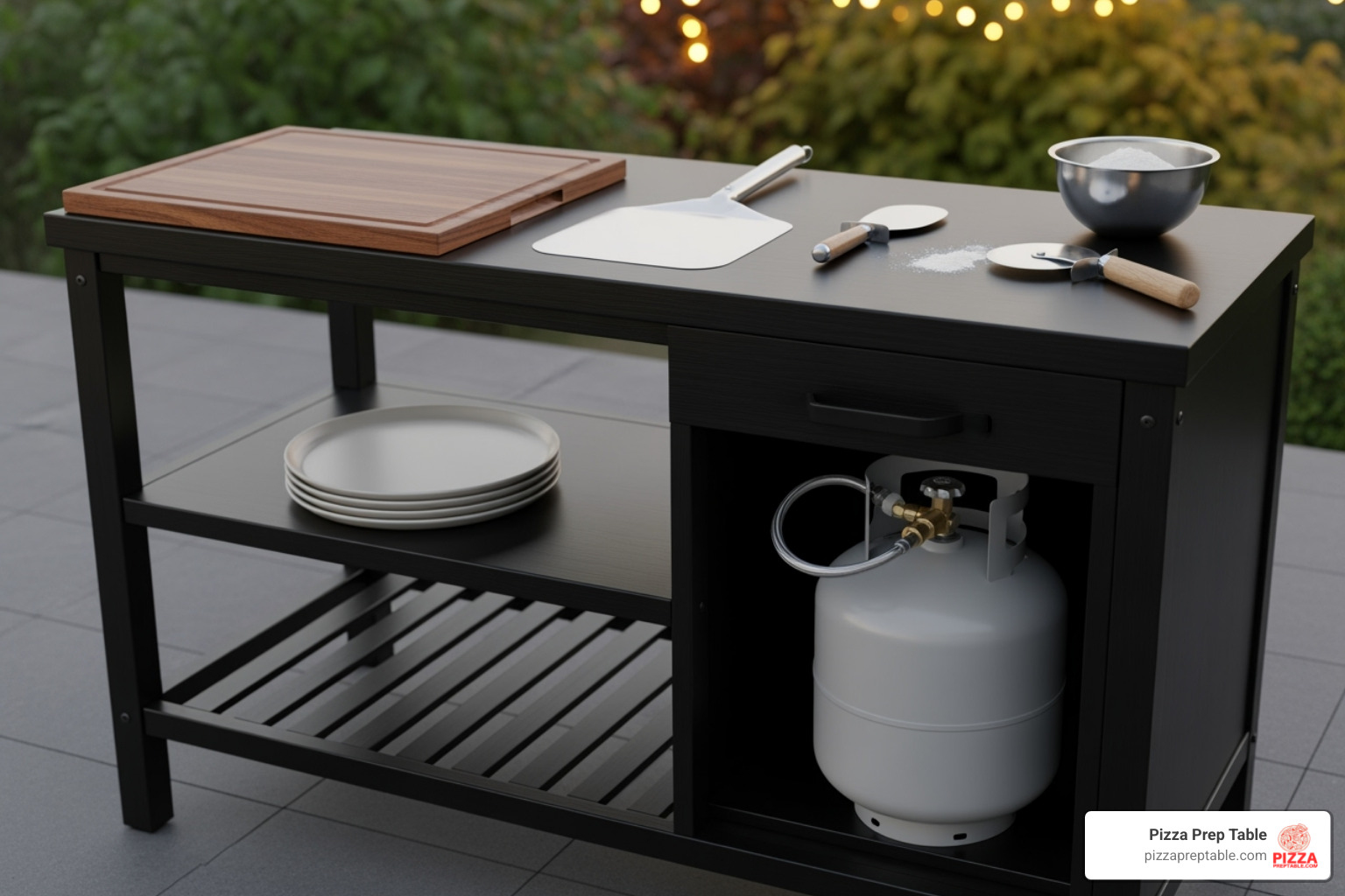 NUUK 30 inch steel pizza oven table - outdoor pizza prep table