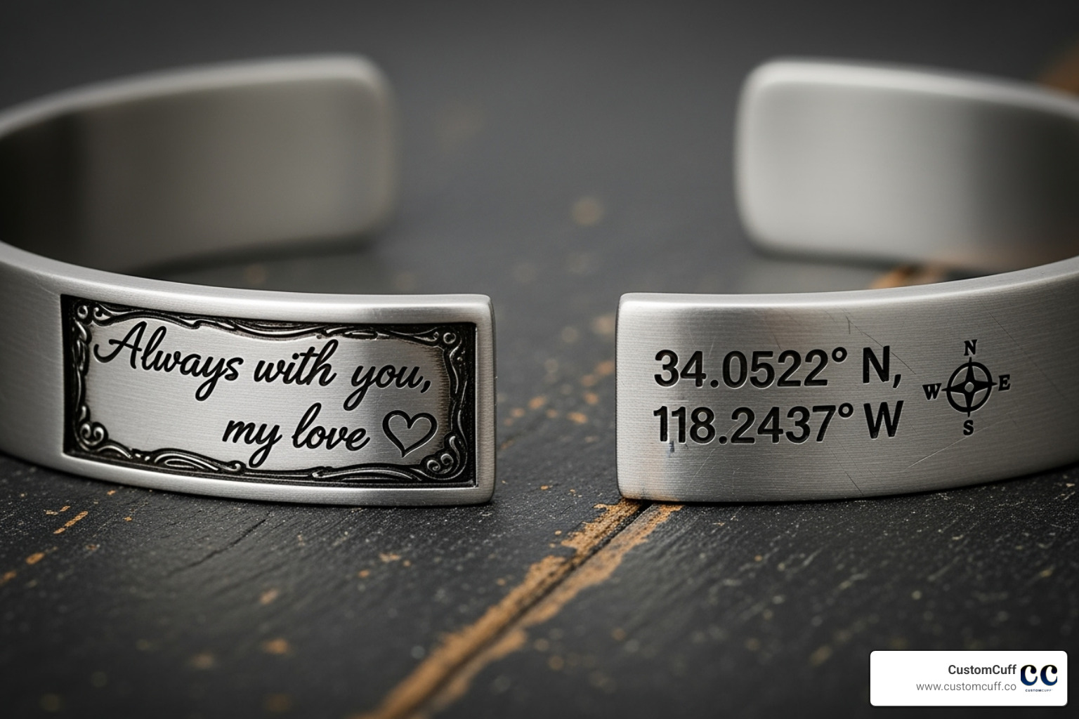Unique engraving options like handwriting and coordinates - custom bracelet for him Unique engraving options like handwriting and coordinates - custom bracelet for him