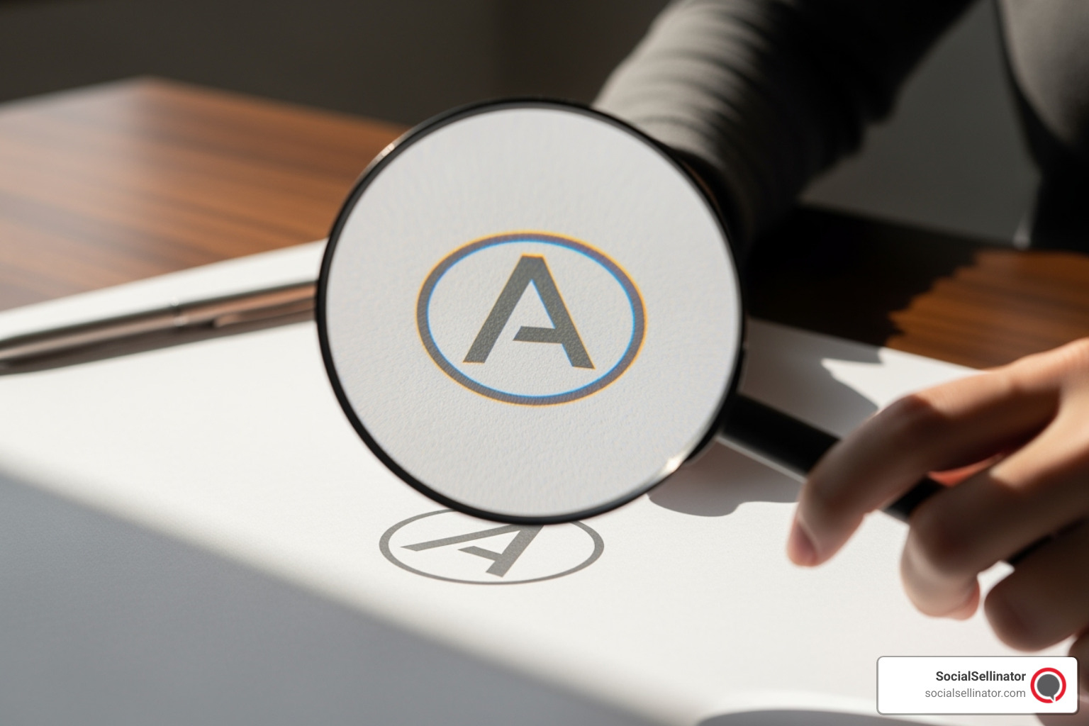 of a magnifying glass over a brand logo, symbolizing analysis and care - Brand Management