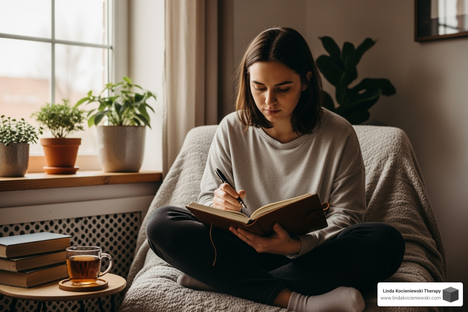 person journaling - therapy retreat