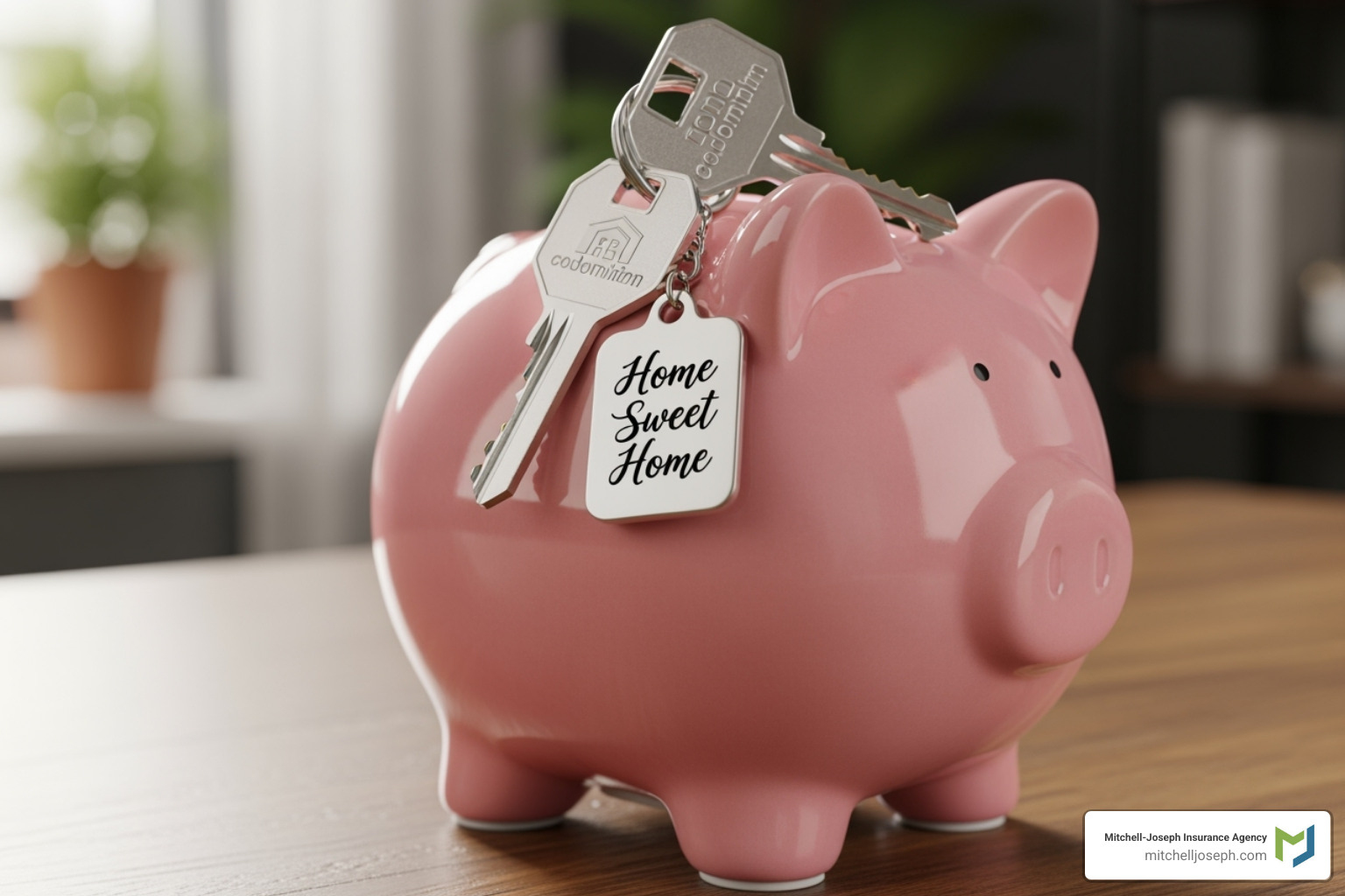 piggy bank with condo keys - Condominium insurance near me