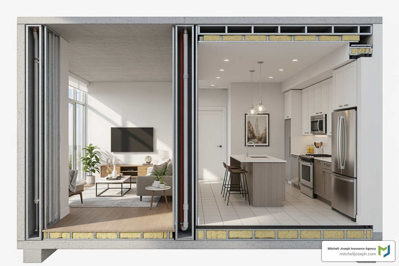 cutaway view of a condo unit - Condominium insurance near me