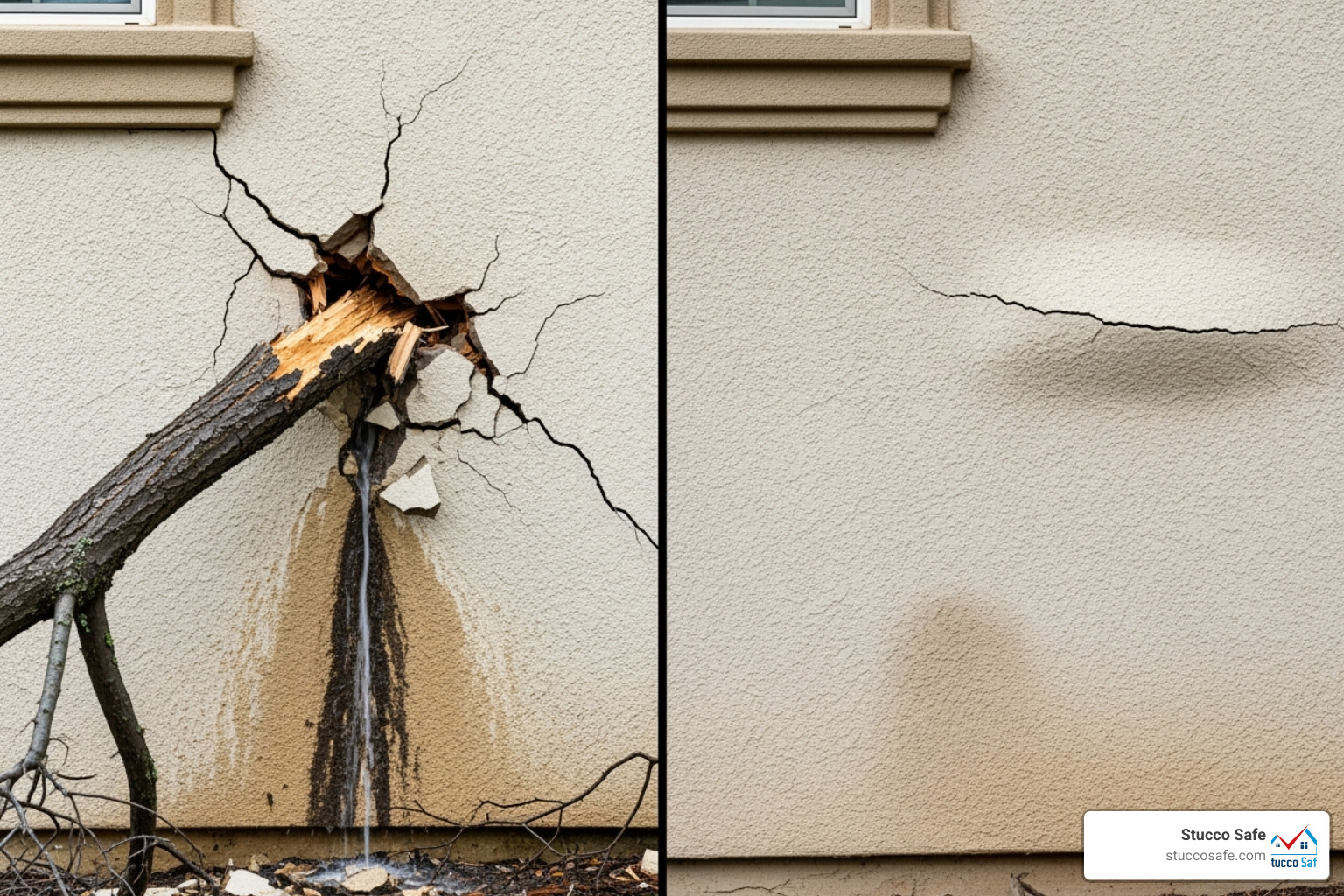 table comparing typical homeowners insurance coverage for sudden damage vs. gradual damage on stucco - stucco insurance