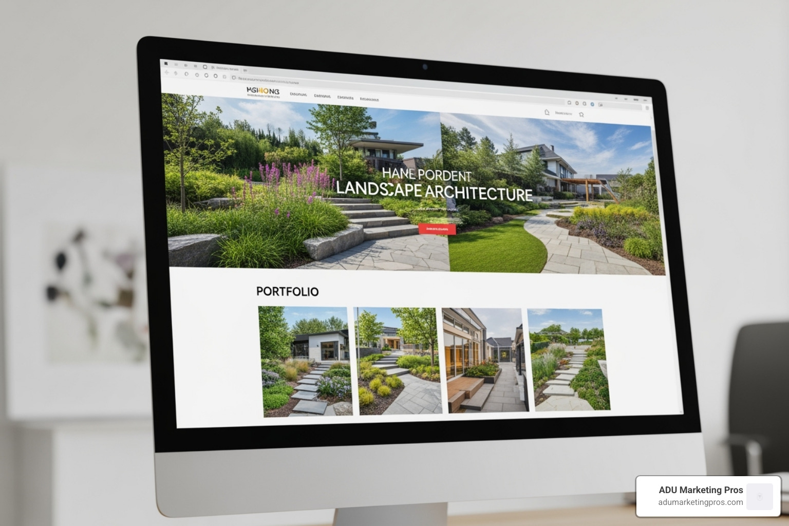 A diagram showing a website at the center, with spokes connecting to social media, email marketing, and local search results, symbolizing its role as a marketing hub - web design for landscape architects