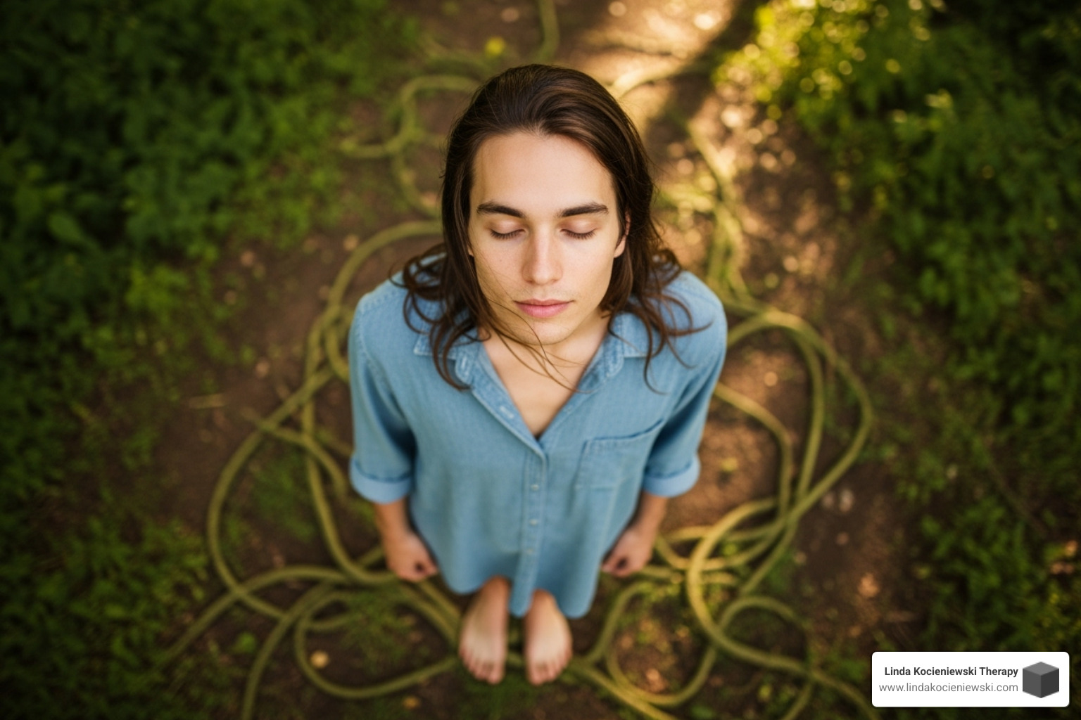 person practicing grounding - somatic psychotherapy