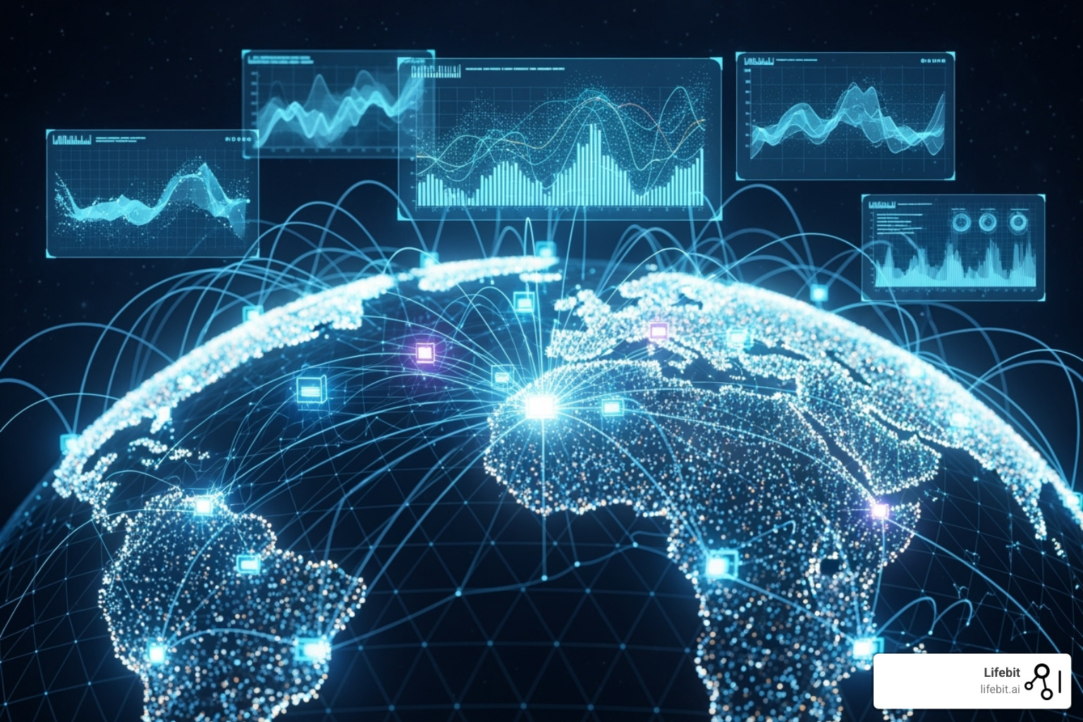dashboard showing insights from multiple industries (healthcare, finance, retail) - distributed data analysis platform