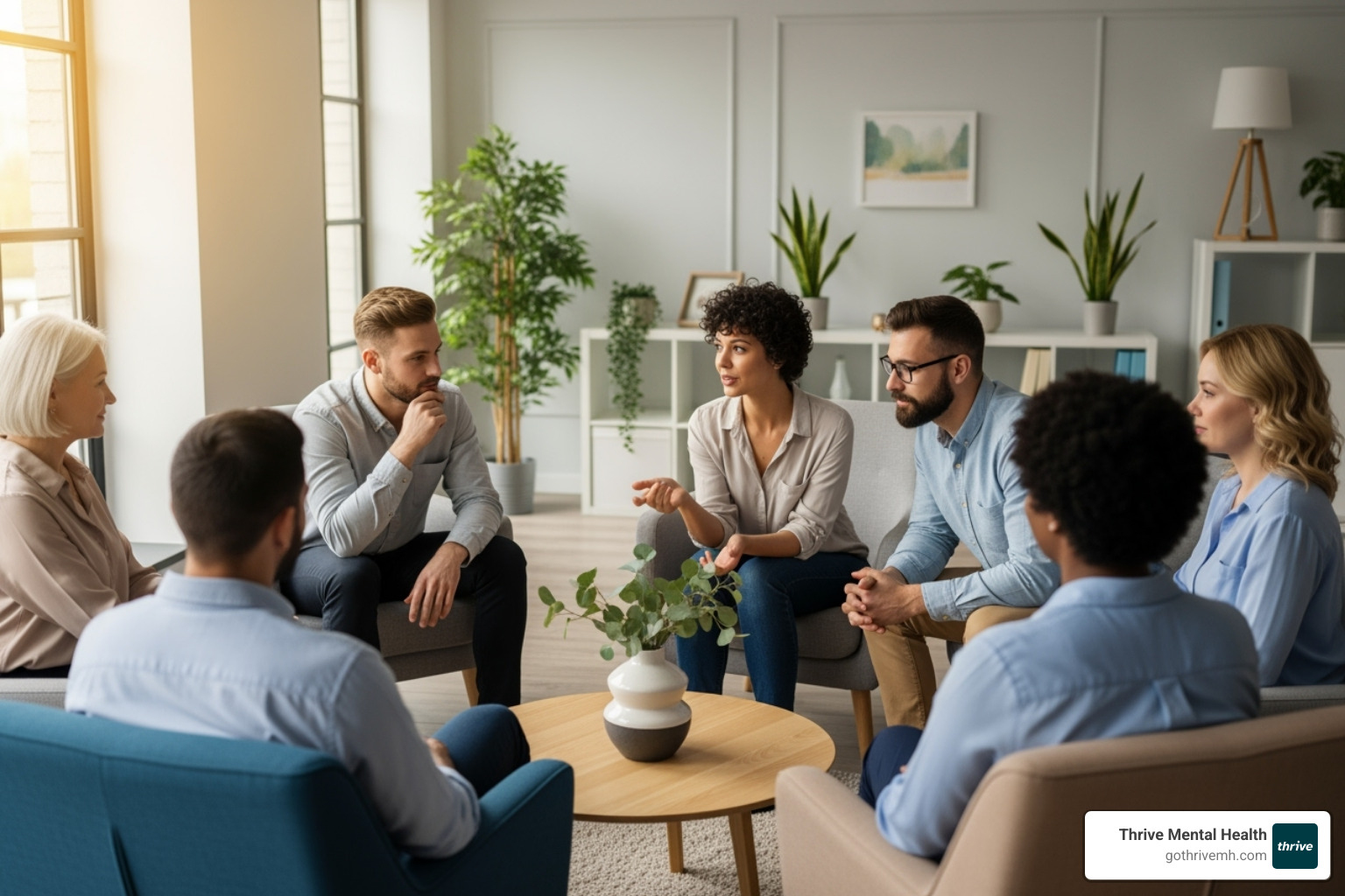 diverse group of people in a therapy session - benefits of health insurance covering mental health services