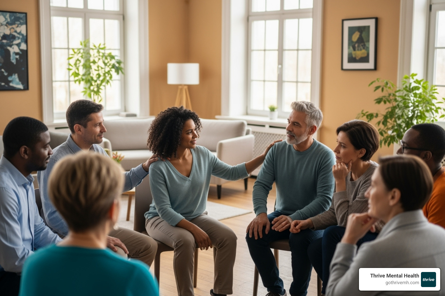 A supportive group therapy session - intensive outpatient programs for depression and anxiety near me