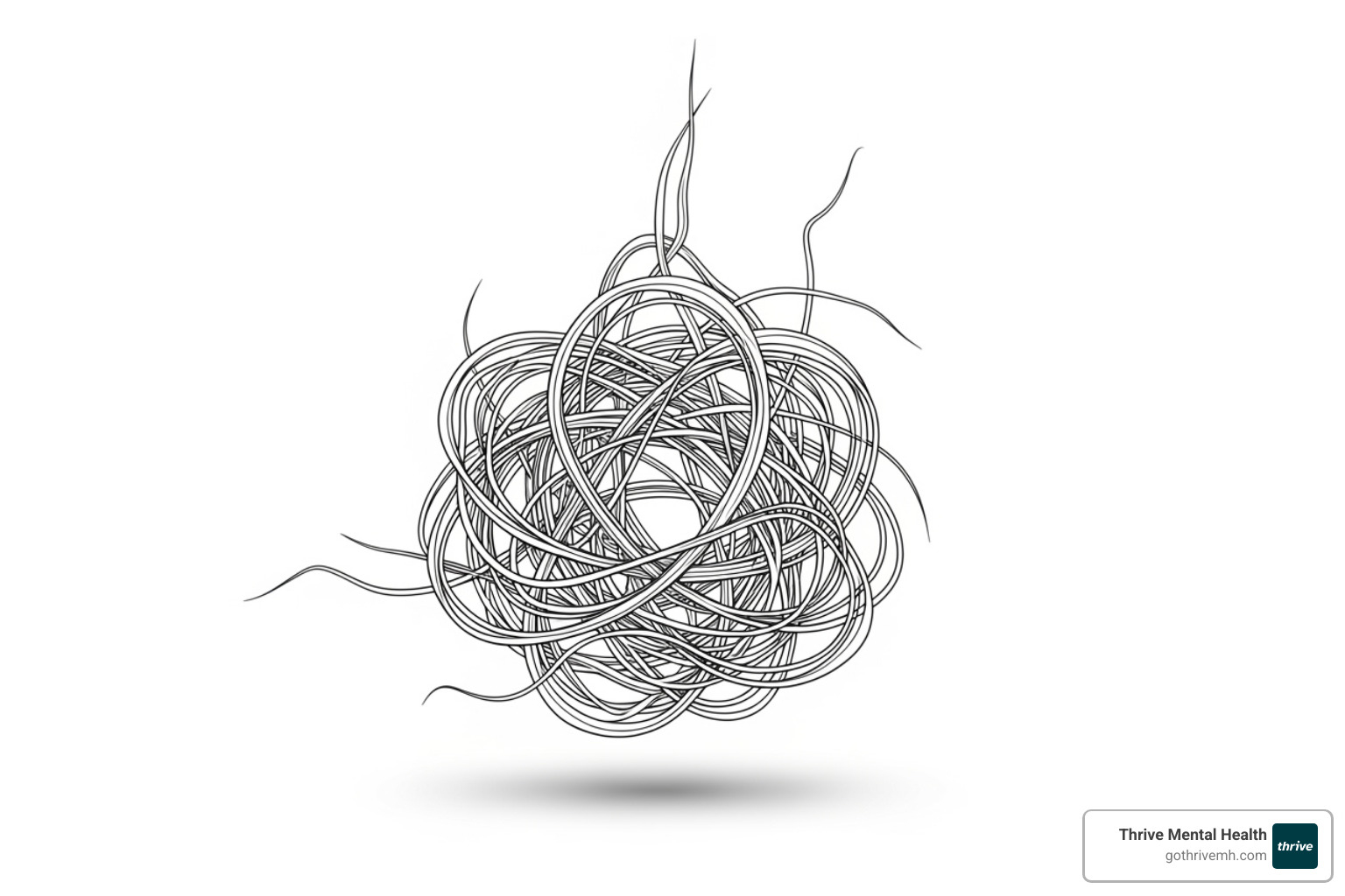 abstract drawing representing anxiety as a tangled knot - easy mental health drawing
