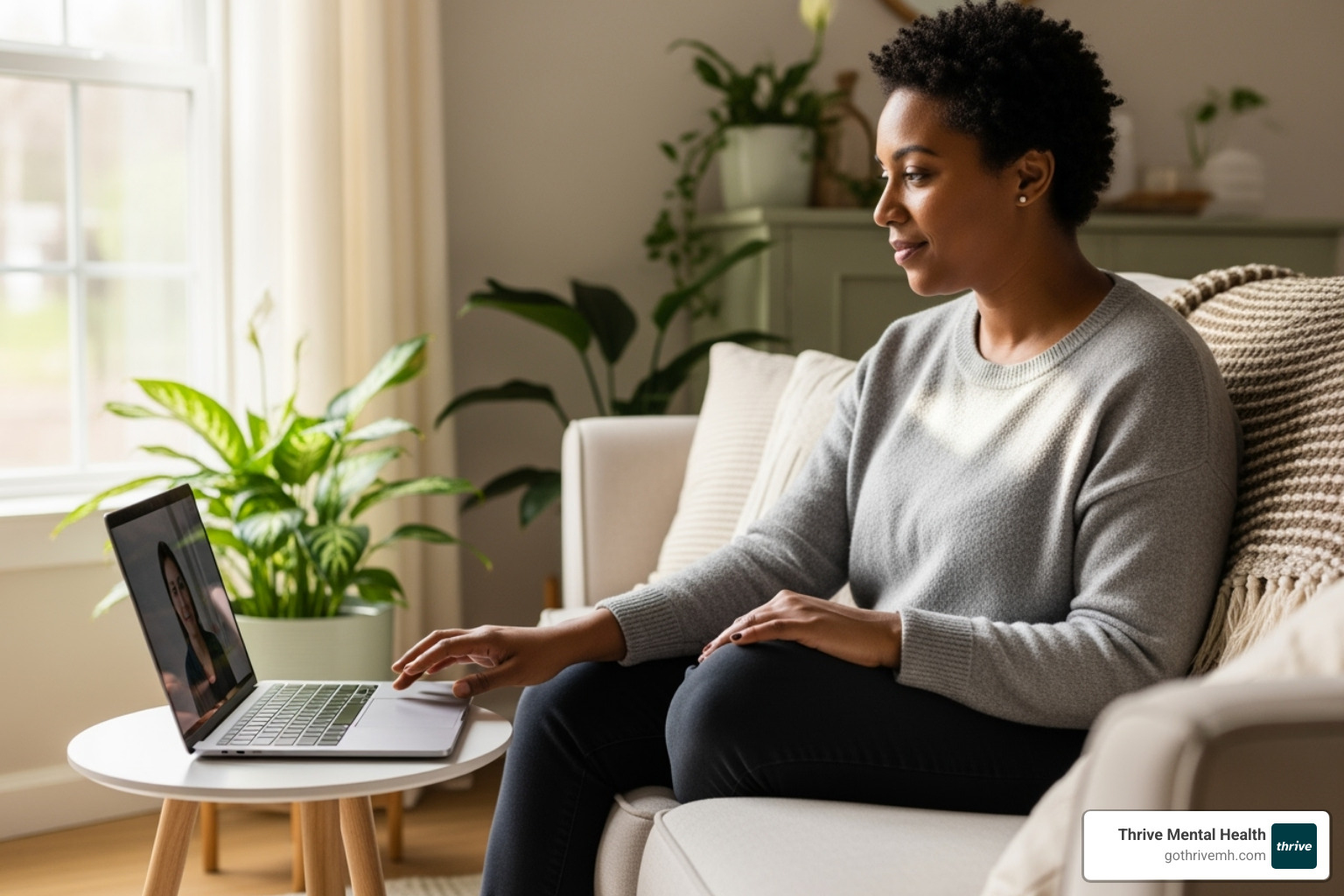Person working on a laptop while participating in a virtual therapy session - whats an iop