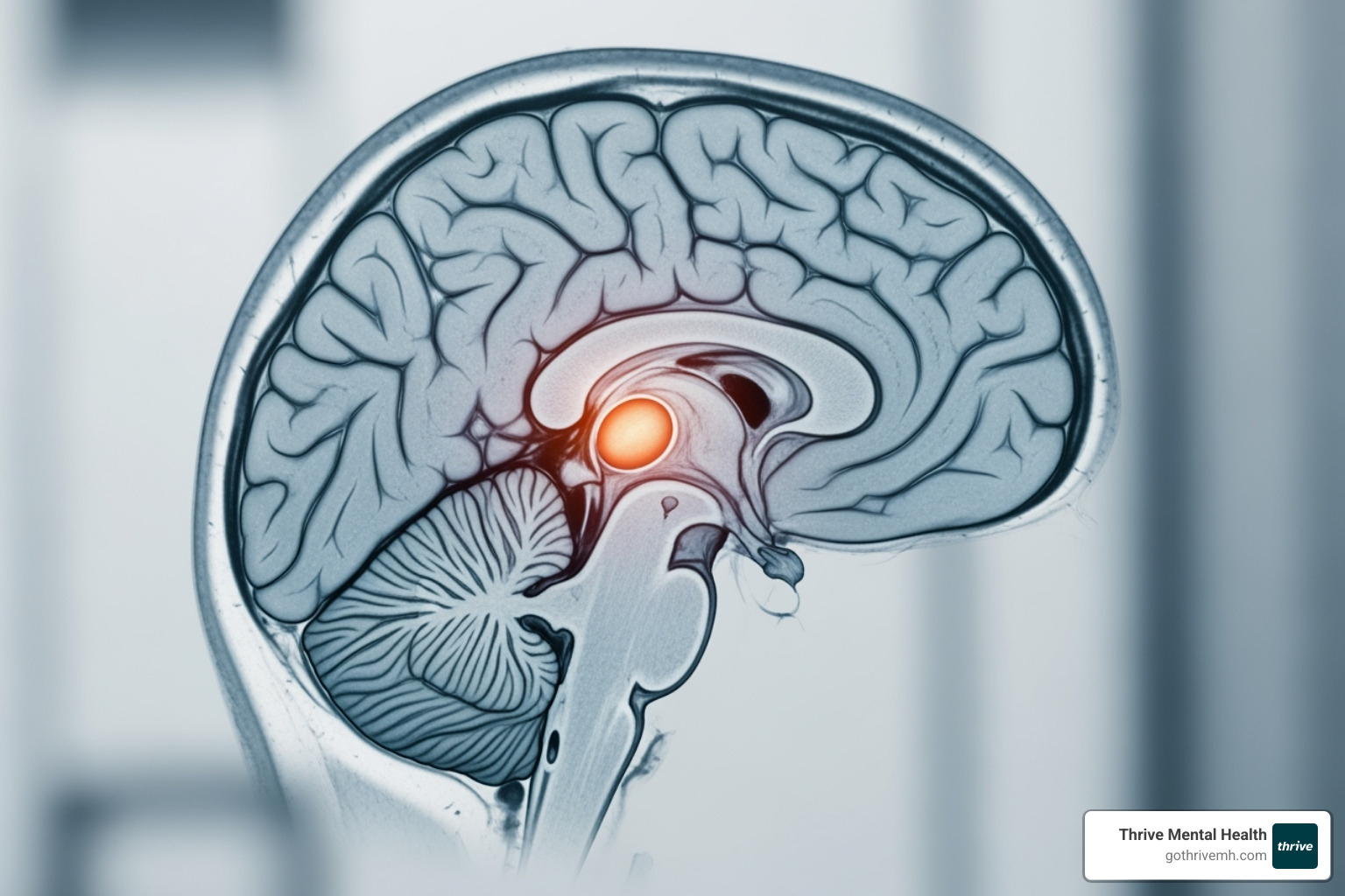 A brain scan highlighting the amygdala - betrayal trauma