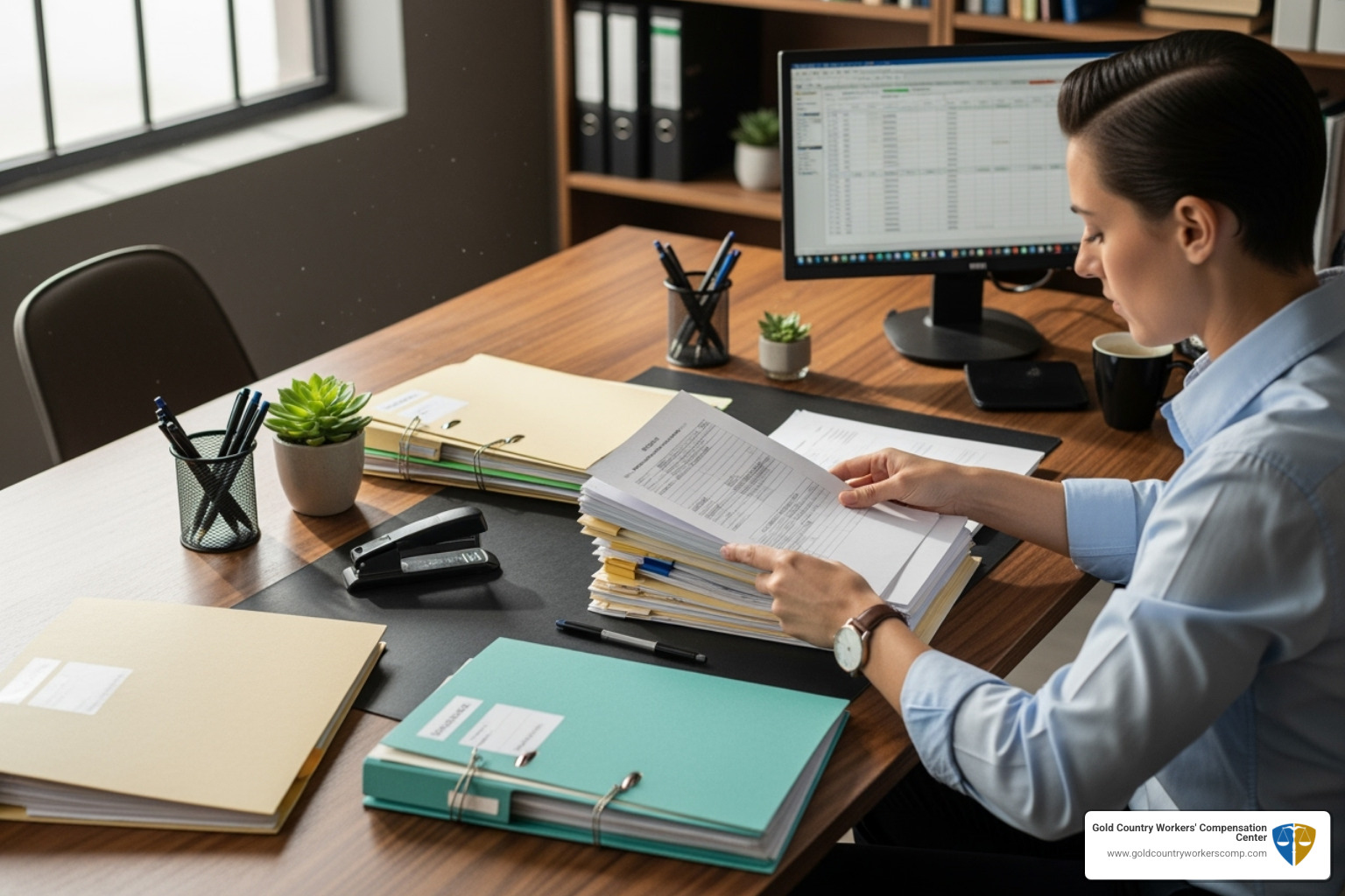 A person organizing documents at a desk - social security attorney free consultation