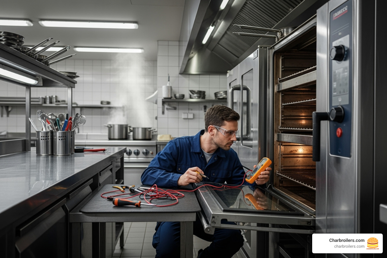 technician servicing a commercial oven - commercial fan ovens technician servicing a commercial oven - commercial fan ovens