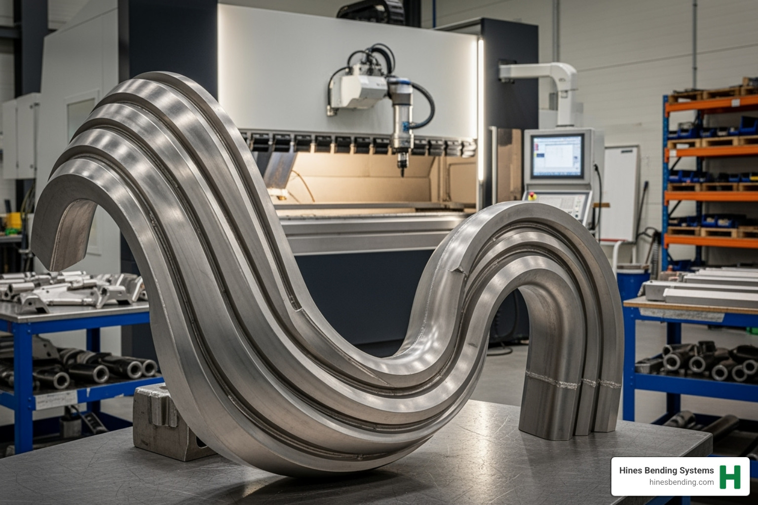 Image of an aerospace component created with a Hines CNC bender, highlighting precision and complex geometry - CNC bending services