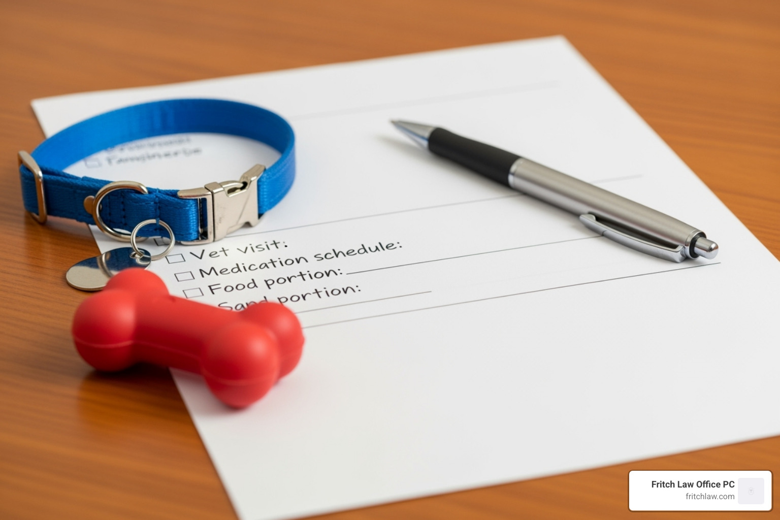 Pet care instruction sheet - estate planning for pets