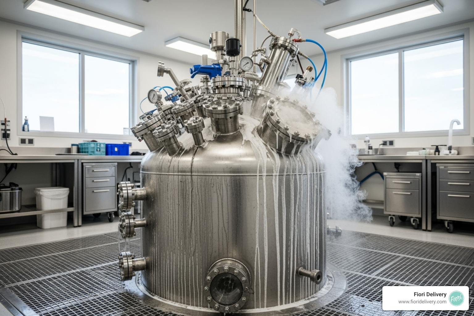 image illustrating a cryogenic extraction vessel with frost - coldfire extraction