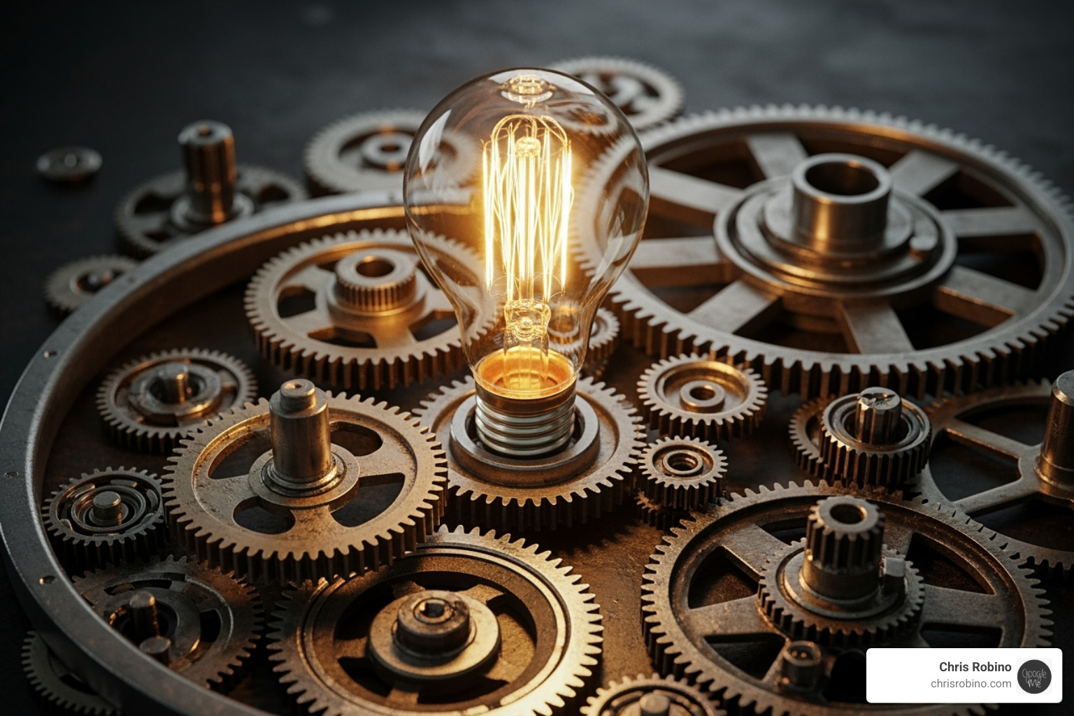 lightbulb connected to a gear system, symbolizing innovation powered by process - industry insight platform