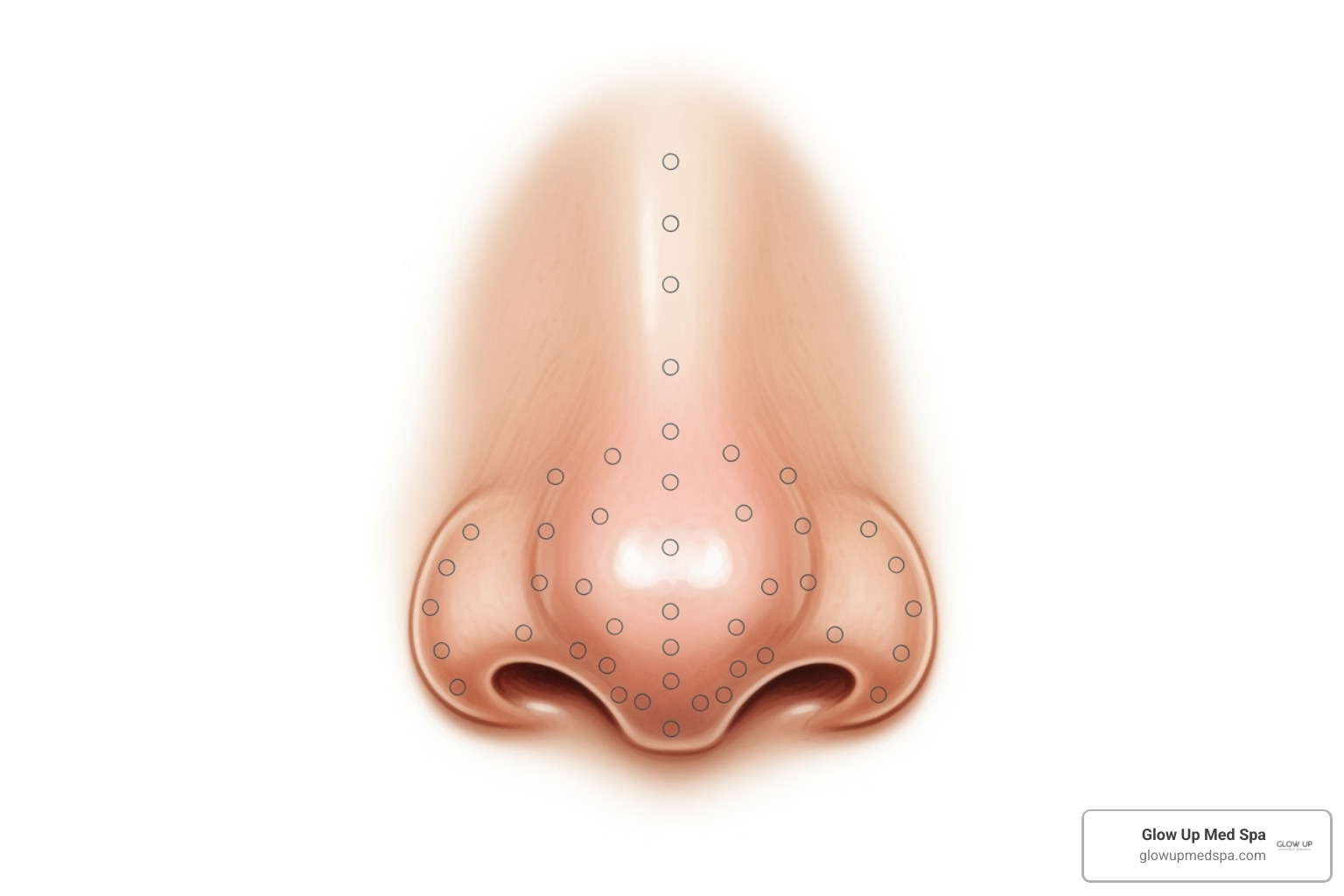Nasal injection zones for non surgical rhinoplasty - Non surgical nose job