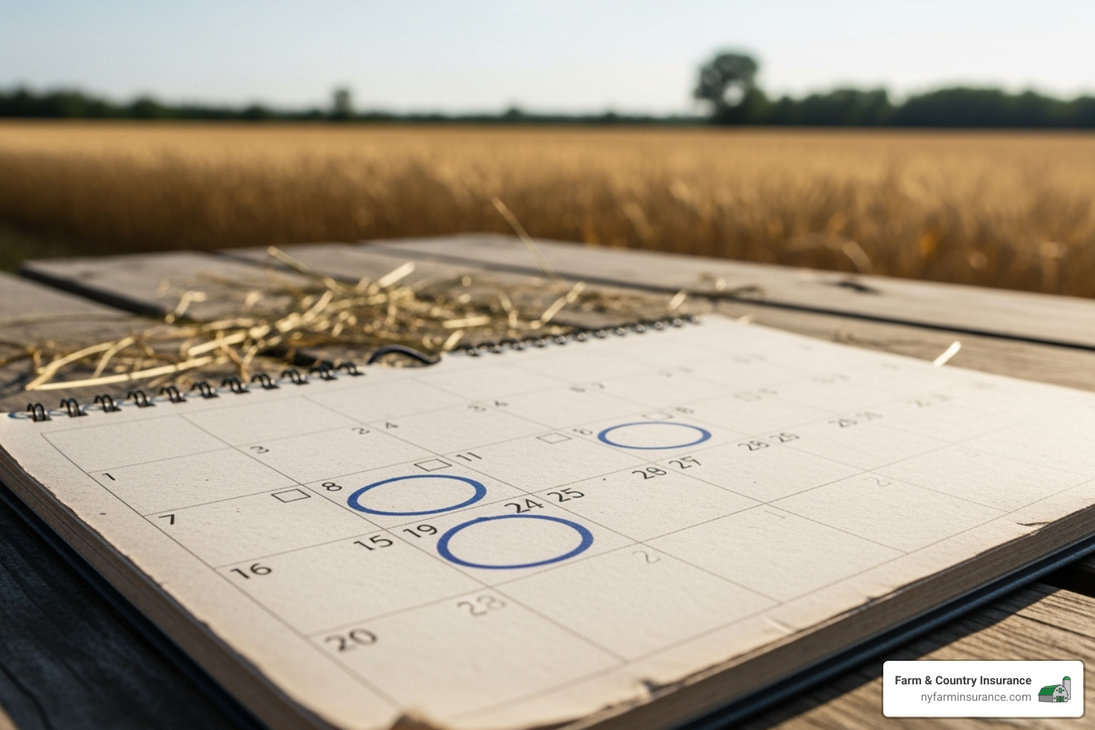 Calendar highlighting key crop insurance deadlines - NY state crop insurance