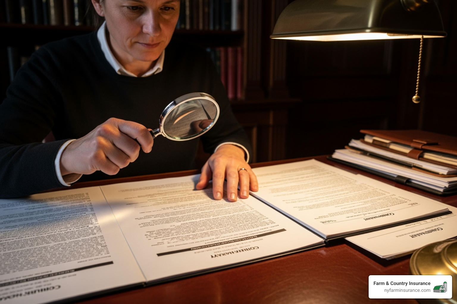 person reading insurance policy with magnifying glass - animal insurance company