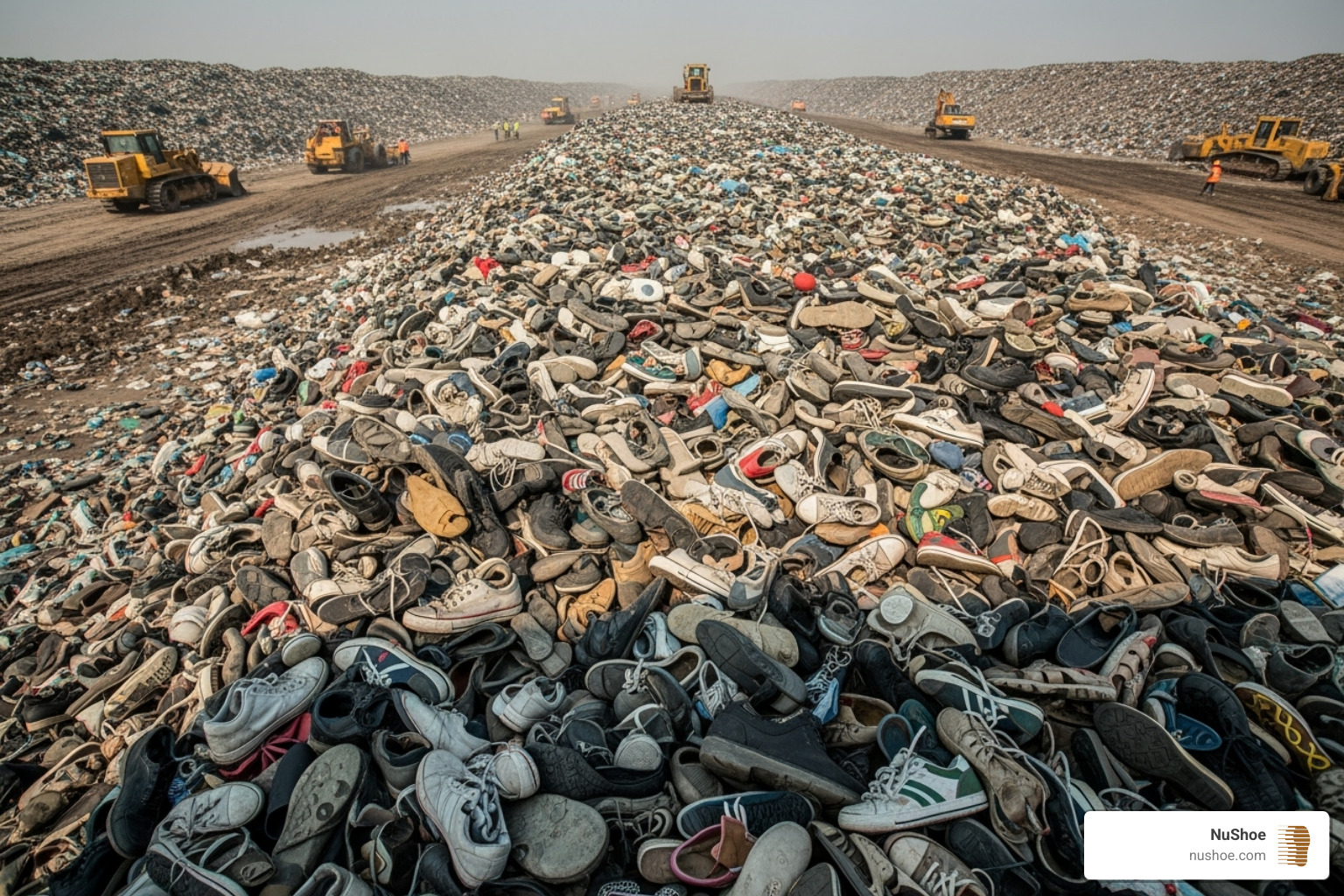 shoes piled in a landfill - best glue for sneakers
